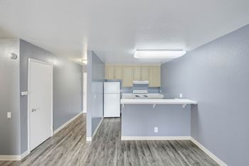 Airy kitchen at oak village apartments, oakland, ca